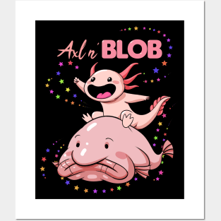 Axolotl and Blob Fish Cute Adventures Posters and Art